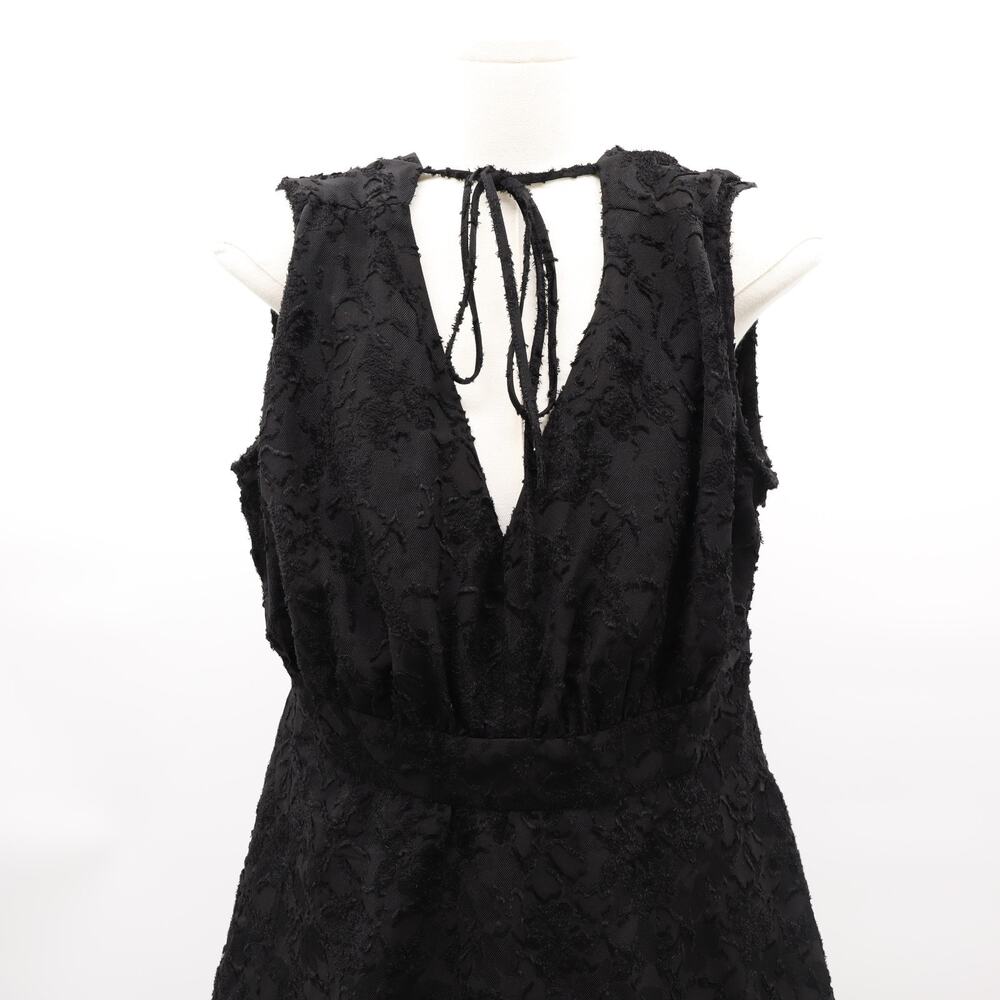 Chelsea28 Sz M Sleeveless Black Tired Midi Dress Bloom Floral Jacquard Ruffle - Picture 5 of 10